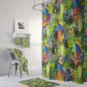 Fishing Lures Lodge Bathroom Decor Shower Curtain and Bath Accessories
