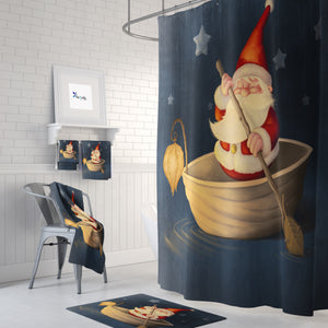 Whimsical Santa Shower Curtain Christmas Bathroom Decor