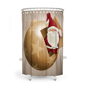 Rustic Santa Shower Curtain Christmas Bathroom Decor