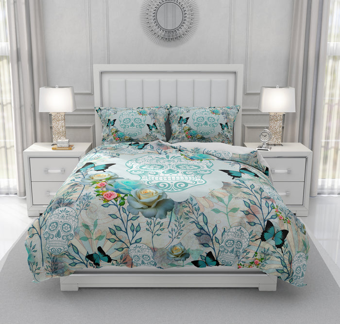 Butterfly and Roses Sugar Skull Bedding