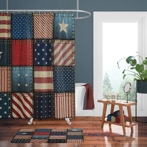 Rustic Americana Shower Curtain w/ Bathmat & Towel Options