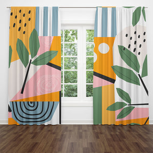 Pink Summer Abstract Window Curtains