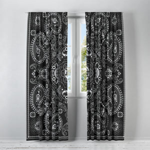 Boho Black Bandanna Window Curtains