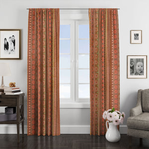 Brown Floral Boho Window Curtains