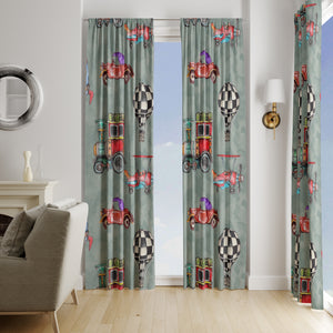 Watercolor Industrial Travel Window Curtains