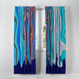 Blue Hippie Swirls Window Curtains