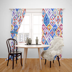 Boho Window Curtains, Tie Dye Mosaic