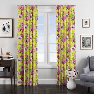 Yanei Yellow Roses Floral Window Curtains