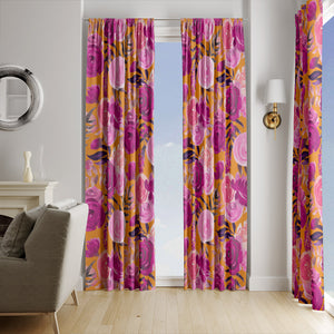 Pink Penelope Floral Window Curtains