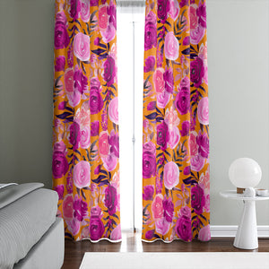 Pink Penelope Floral Window Curtains