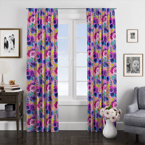 Purple Penelope Floral Window Curtains