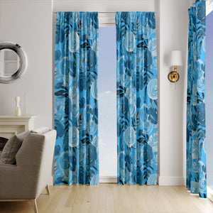 Bohemian Blue Roses Window Curtains