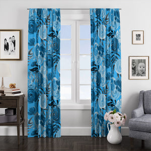 Bohemian Blue Roses Window Curtains