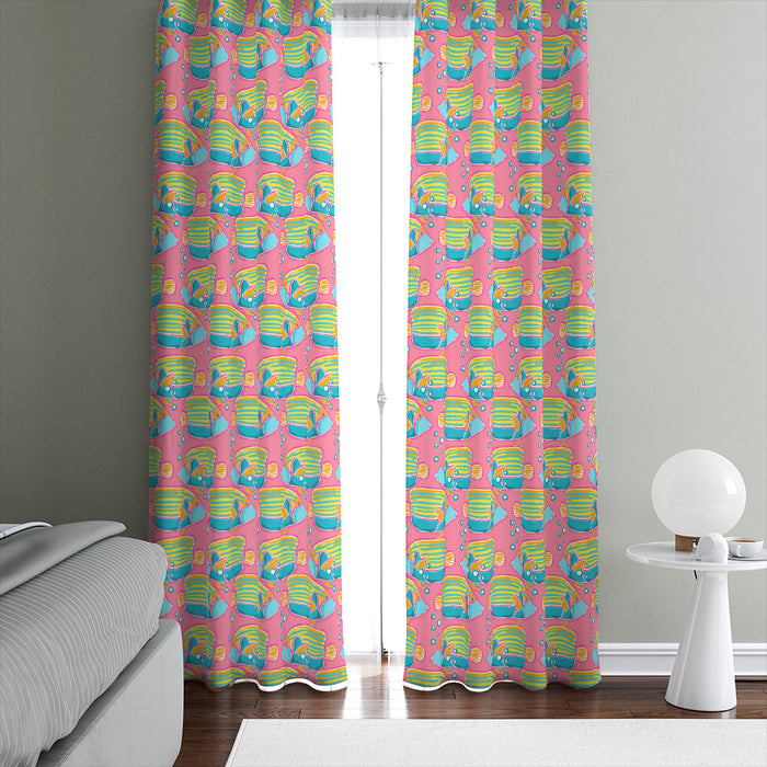 Tropical Fish Pink Window Curtains
