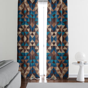 Southwest Brown and Blue Window Curtains