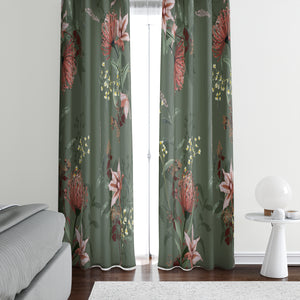 Sage Floral Window Curtains