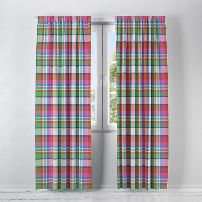 Melon Plaid Country Window Curtains