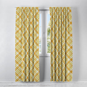 Yellow Wheat Plaid Country Window Curtains