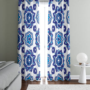 Blue Mandala Boho Window Curtains