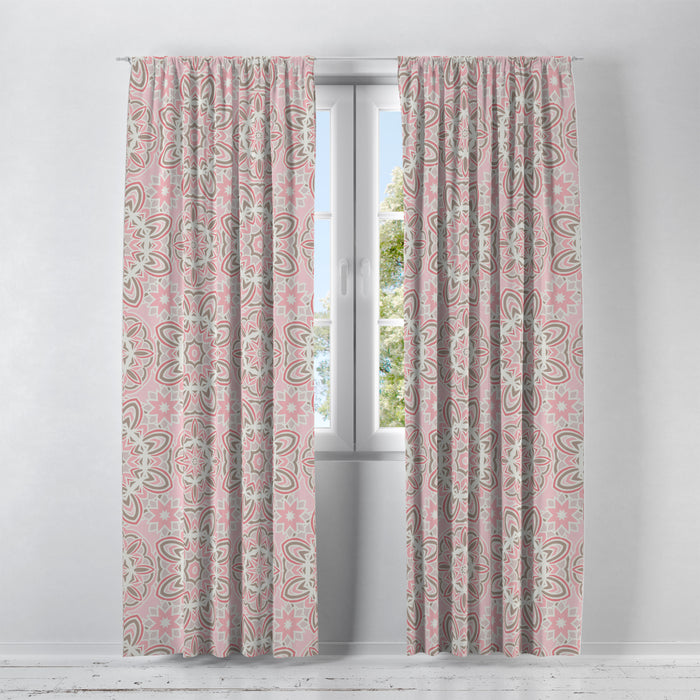 Soft Pink Mandala Boho Window Curtains
