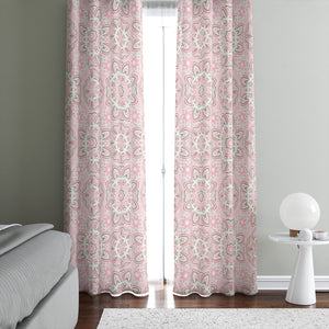 Soft Pink Mandala Boho Window Curtains
