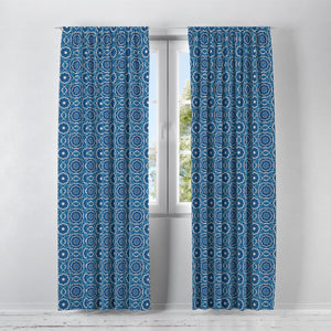 Teal Blue Mandala Boho Window Curtains