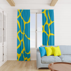 Turquoise Giraffe Window Curtains