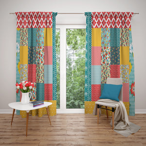 Boho Peasant Patchwork Window Curtains Multiple Options