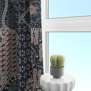 Window Curtains Boho Gray Batik