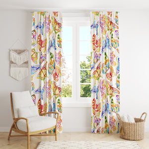 Window Curtains Colorful Watercolor Butterflies
