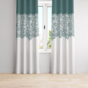 Window Curtains Sage and White Faux Lace