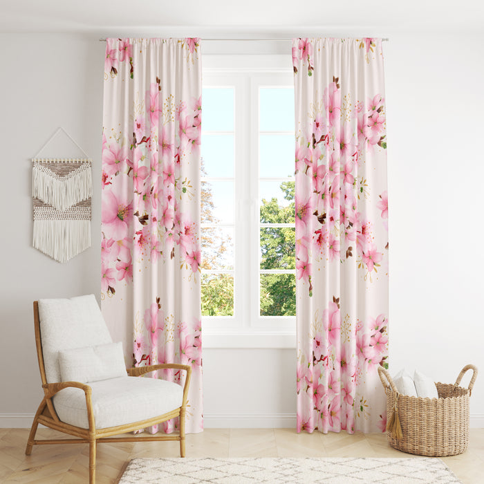 Window Curtains Pink Cherry Blossom