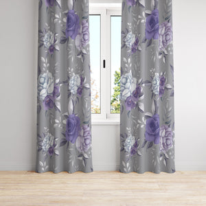 Window Curtains Lavender Rose with Gray
