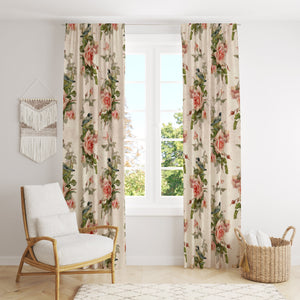 Shabby Roses and Birds Window Curtains