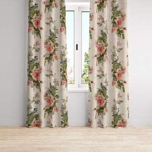 Shabby Roses and Birds Window Curtains