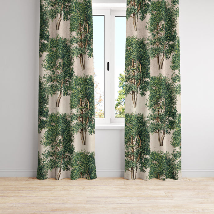 Window Curtains Woodland Trees Vintage Pattern