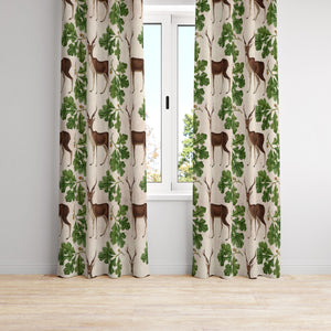 Window Curtains Vintage Theme Woodland Gazelle