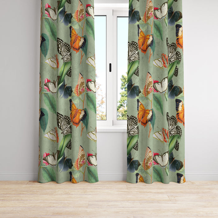 Window Curtains Vintage Butterfly Pattern