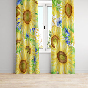 Yellow Sunflower Window Curtains