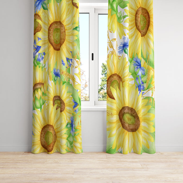 Yellow Sunflower Window Curtains