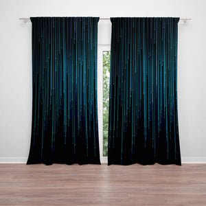 Aqua Rain Navy Window Curtains Size Options Custom Curtain Panels