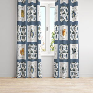 Blue Woodland Window Curtains