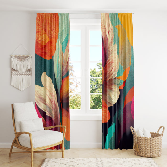Boho Modern Floral Abstract Window Curtains