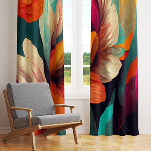 Boho Modern Floral Abstract Window Curtains