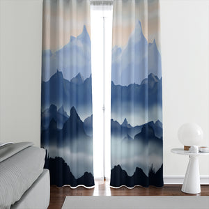 Mountainscape Blue Window Curtains