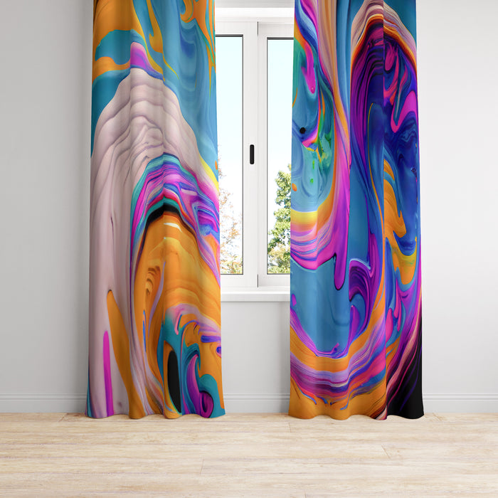 Groovy Swirl Window Curtains Boho Custom Curtains