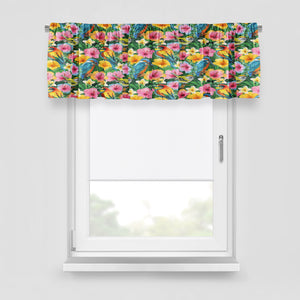 Tropical Floral Window Curtains Birds and Flowers Custom Curtains