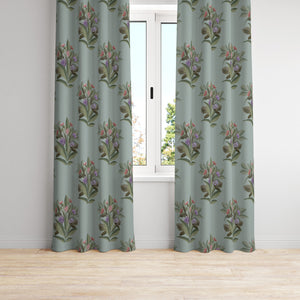 Sage Green Floral Window Curtains