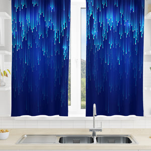 Blue Lights Boho Window Curtains