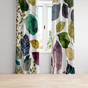 Boho Leaf Pattern Window Curtains